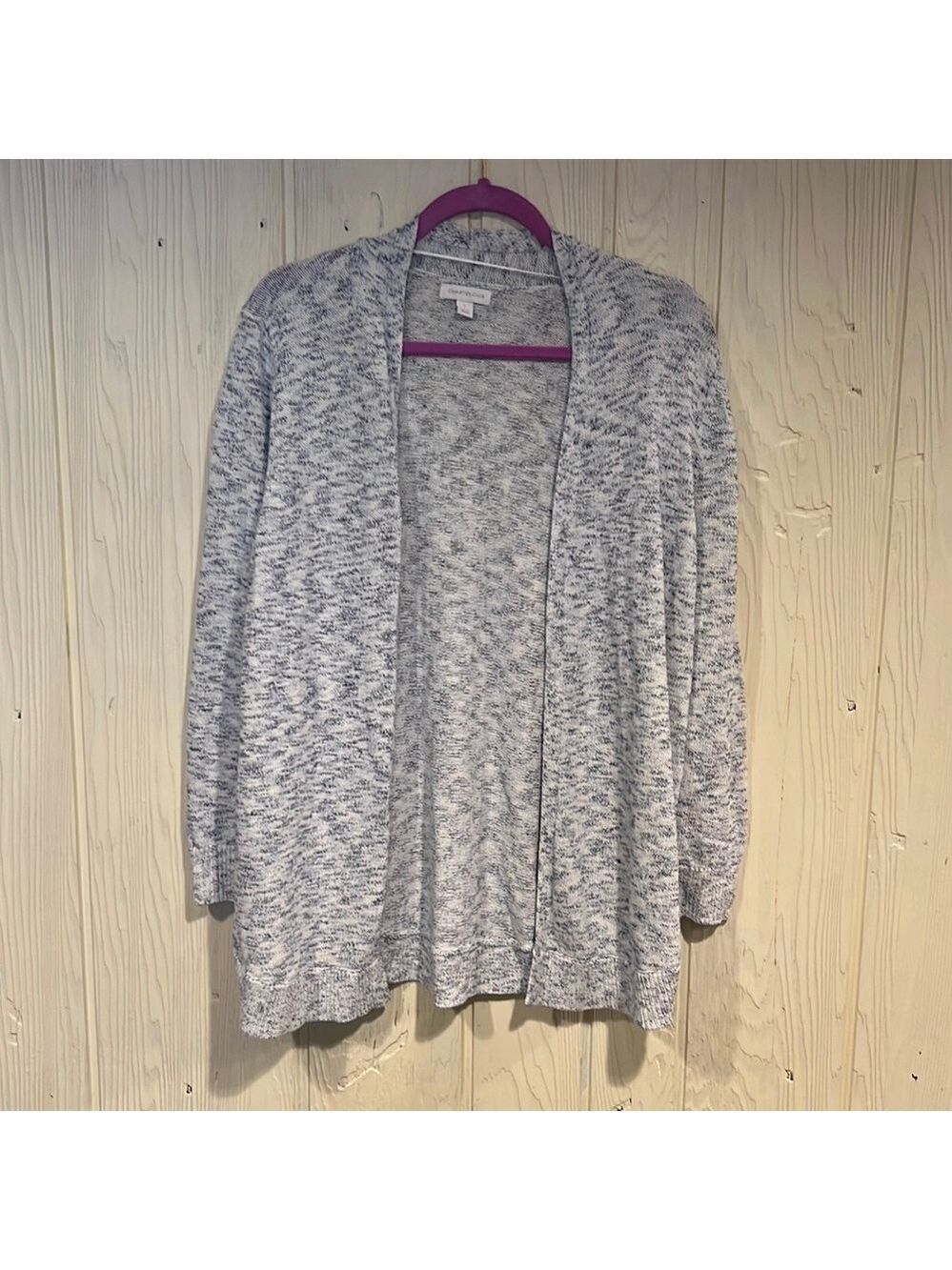 Charter Club Open Cardigan Rib Knit Blue and White Large
